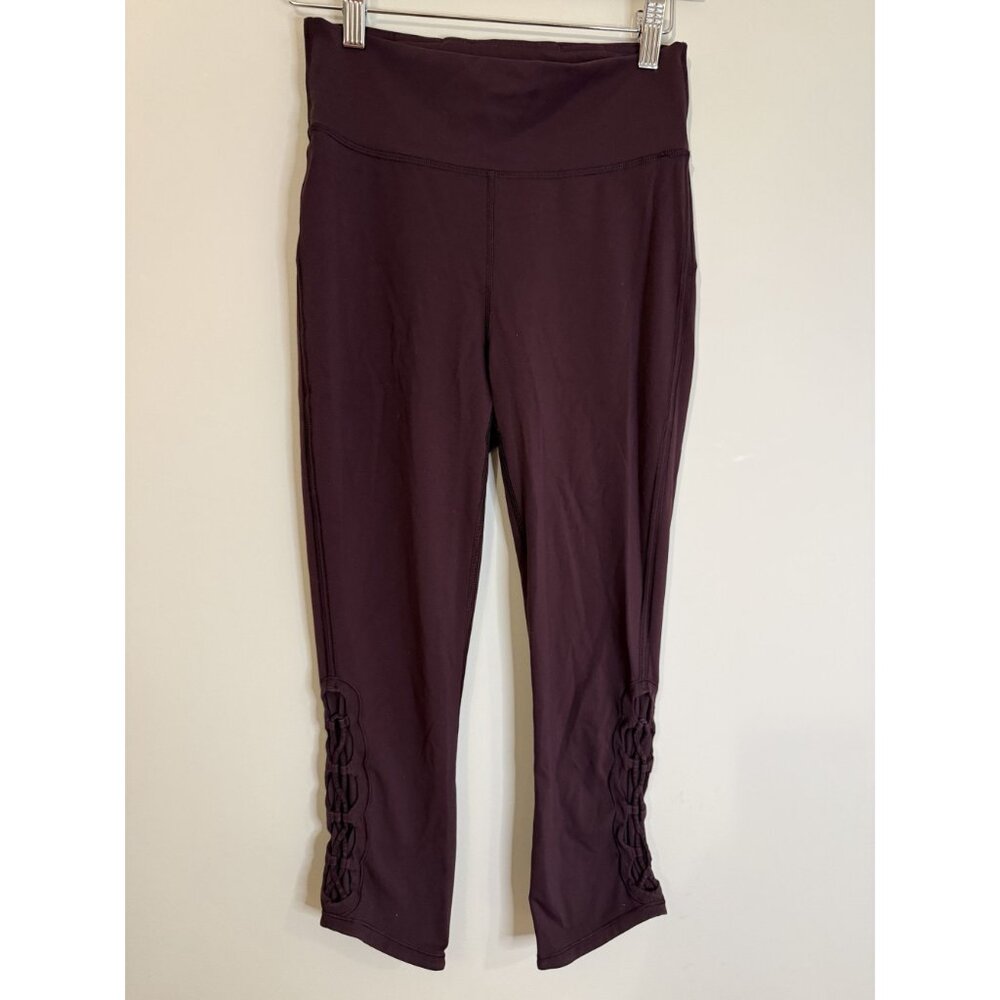 Lululemon Tied To It Crop Leggings 21" Black Cherry Purple Size 6 $98 [jb] - Picture 5 of 9